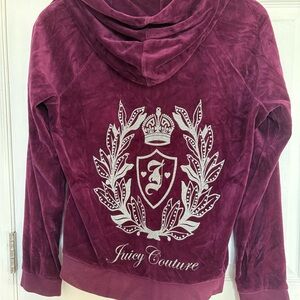 Juicy Couture Burgundy Velour Jacket with Silver Design